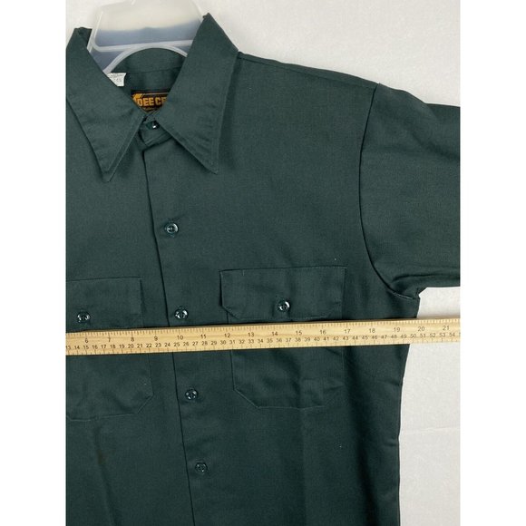 VTG 80s Washington Dee Cee DC Mens Size 14 1/2 Button Up Shirt Long Sleeve Green - Picture 7 of 10